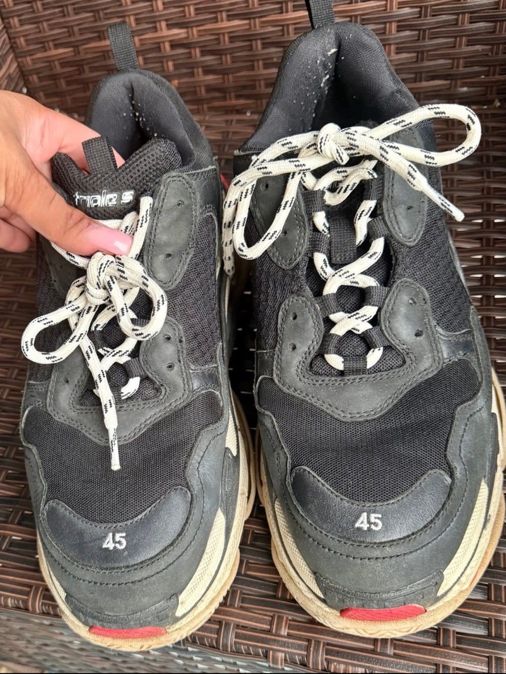 Balenciaga Black  Triple S Sneakers size 11/eu 45